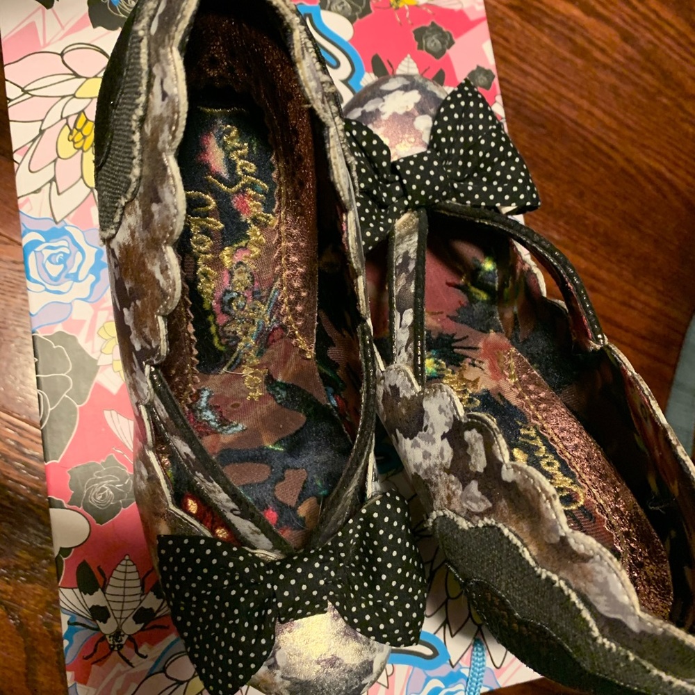 Irregular Choice Curtain Call in Black Floral